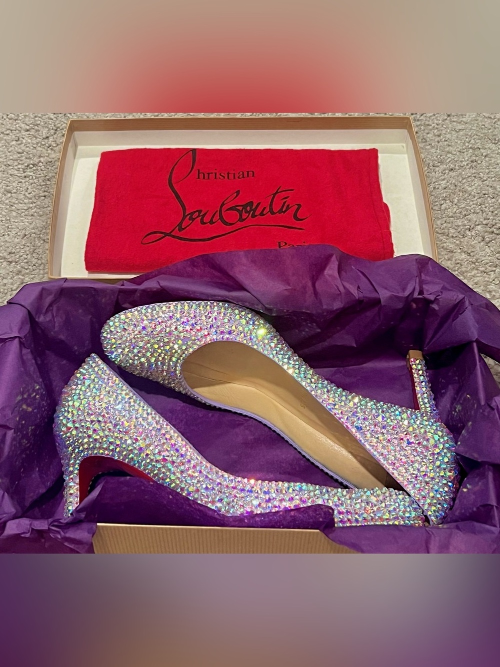 Christian Louboutin Swarovski Crystal Strass Heels Lilac Light Purple 37.5